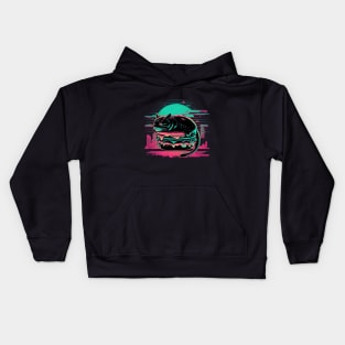 Retro Synthwave Catburger Kids Hoodie